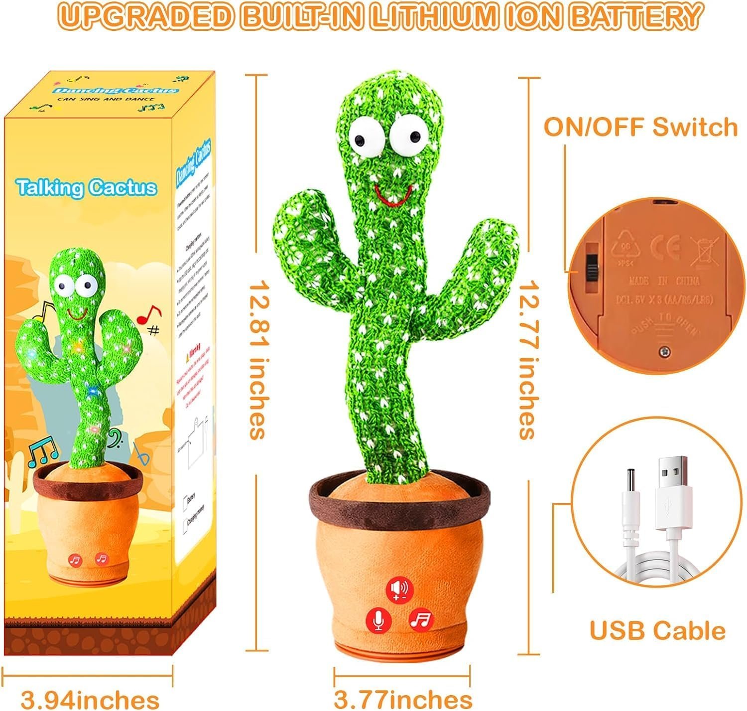 USB Rechargeable Dancing & Talking Cactus Toy - Image 2