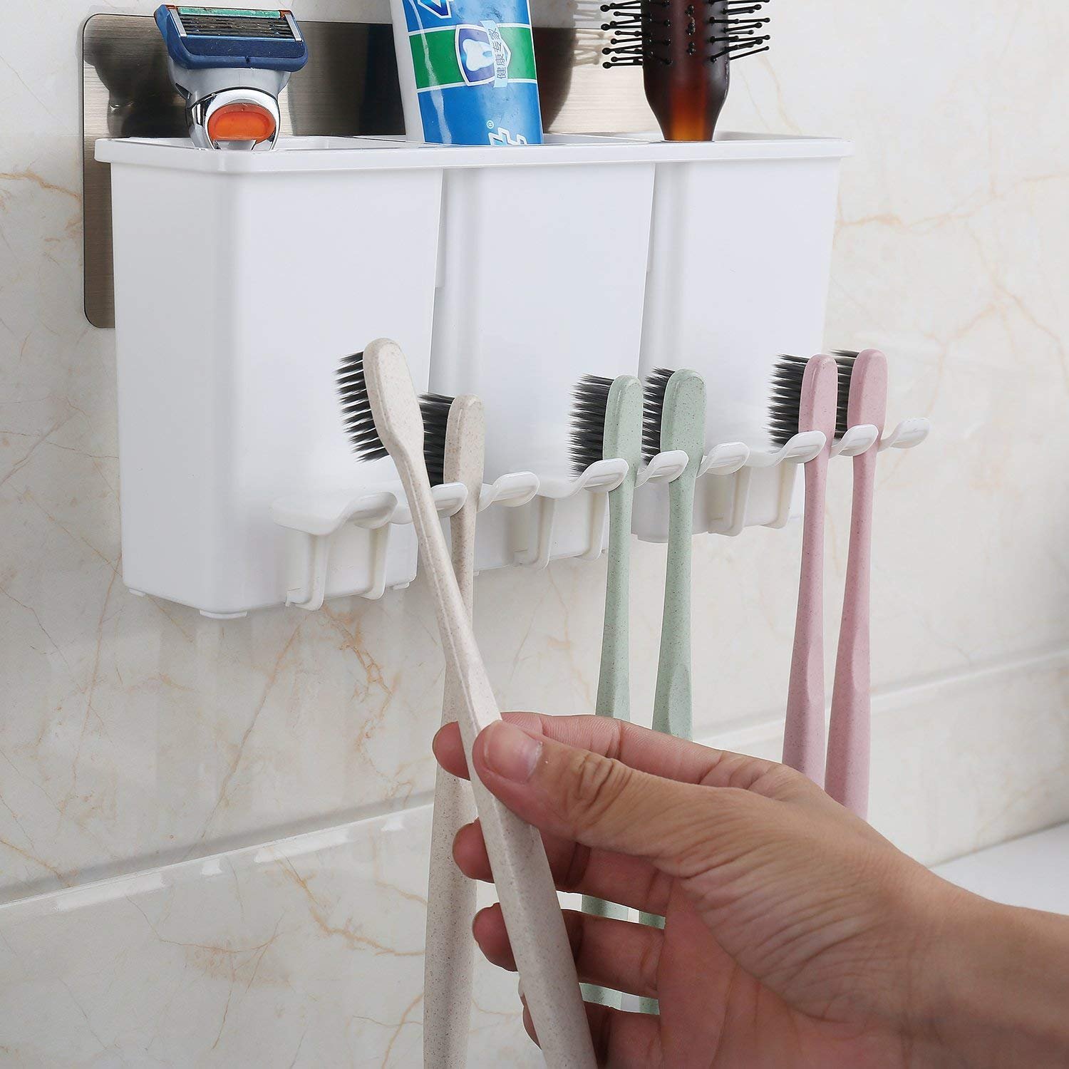 Anti Dust 3 Cup Toothbrush Holder - Image 3