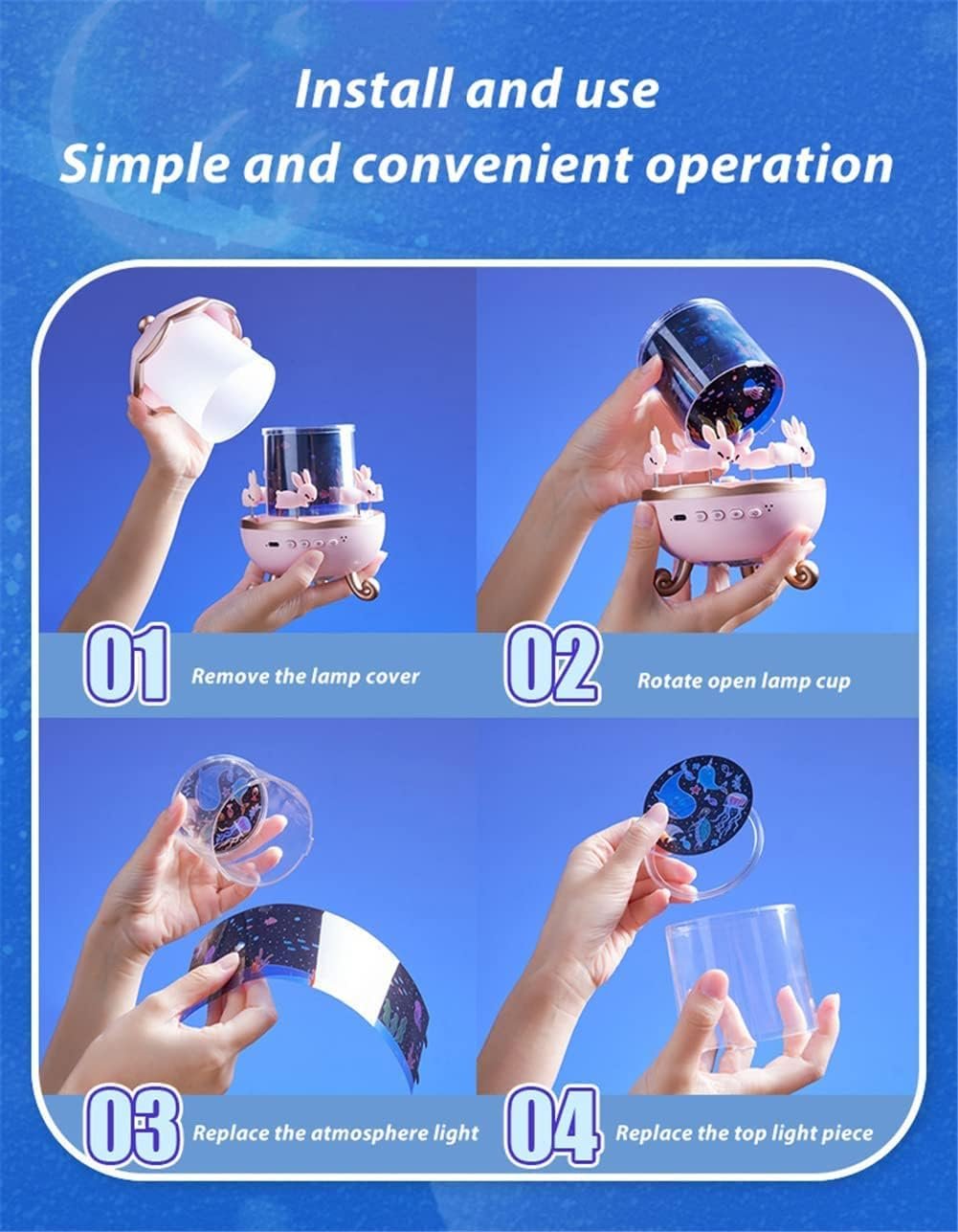 Star Projector Bunny Night Light Rabbits Night Light - Image 5